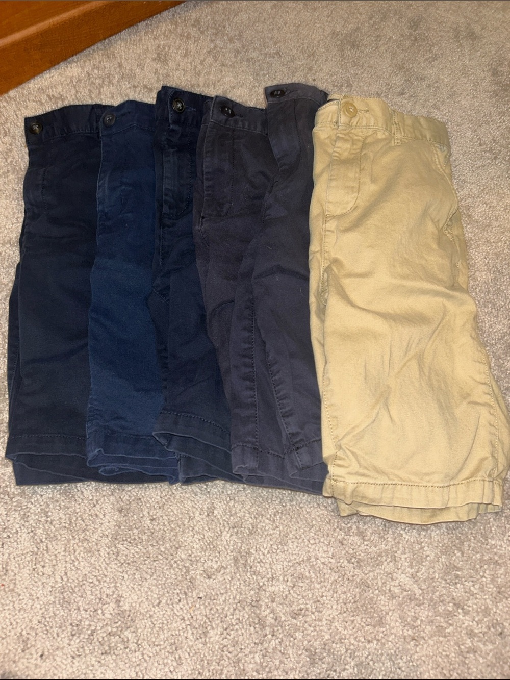 6 pairs-The Children's Place Boys Shorts Bundle - Navy, Dark Blue, Khaki